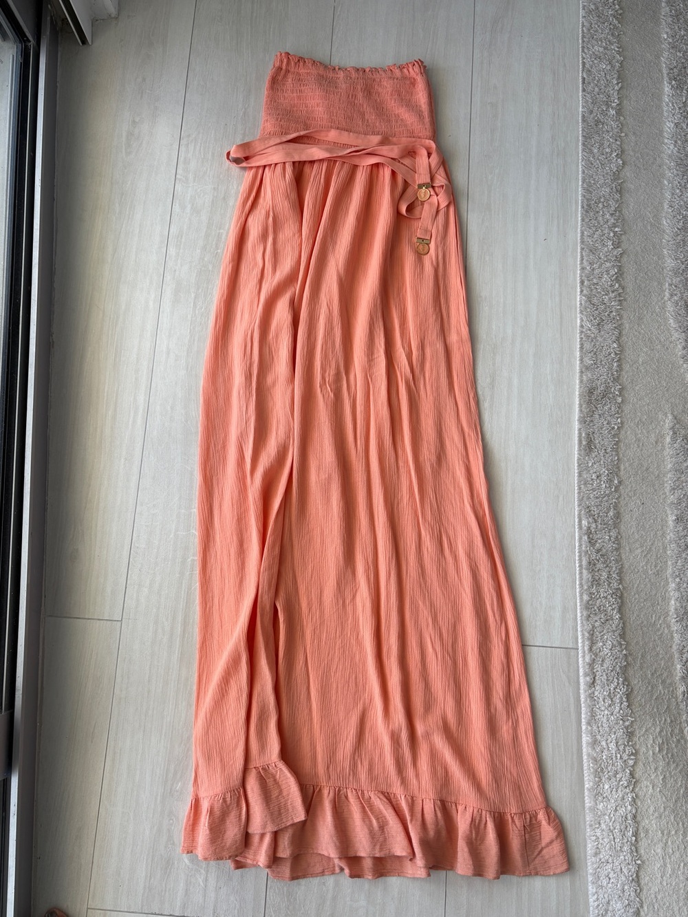 Juicy Couture Coral Maxi Dress with Ruffle Hem